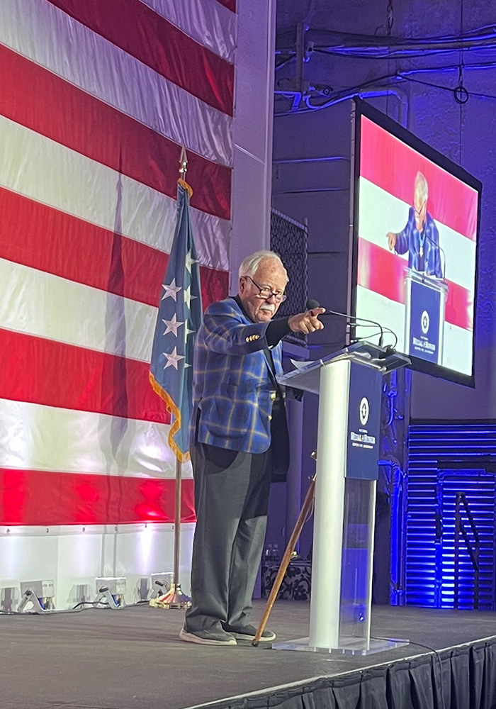 Harvey Curtiss "Barney" Barnum Jr. speaking at Leadership and Valor Dinner